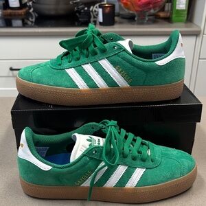 Adidas Gazelle Green and White Sneakers